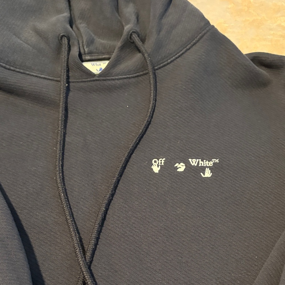 Off-White Navy Hoodie with Logo